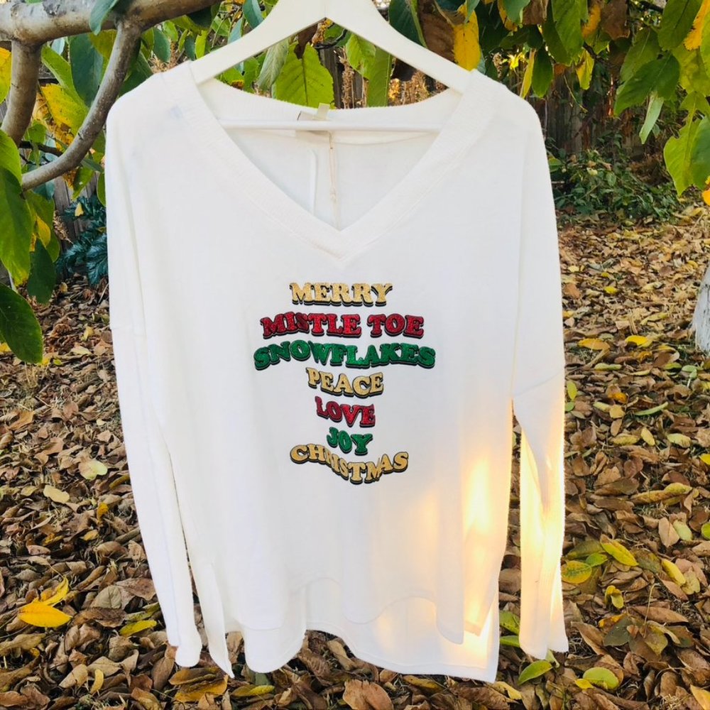 Ugly CHRISTMAS Sweater Merry Joy Holiday Glitter